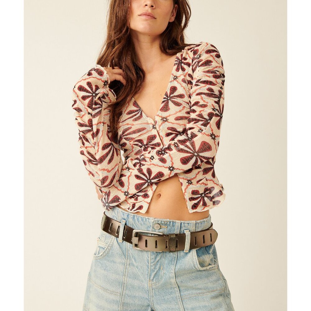 Free People's Through The Meadow Top - S - White Sand Ivory